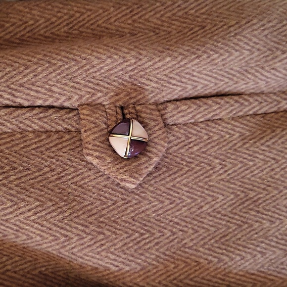 Vintage Herringbone Double-breasted Belted Trench Coat- Damaged Belt - Picture 6 of 7